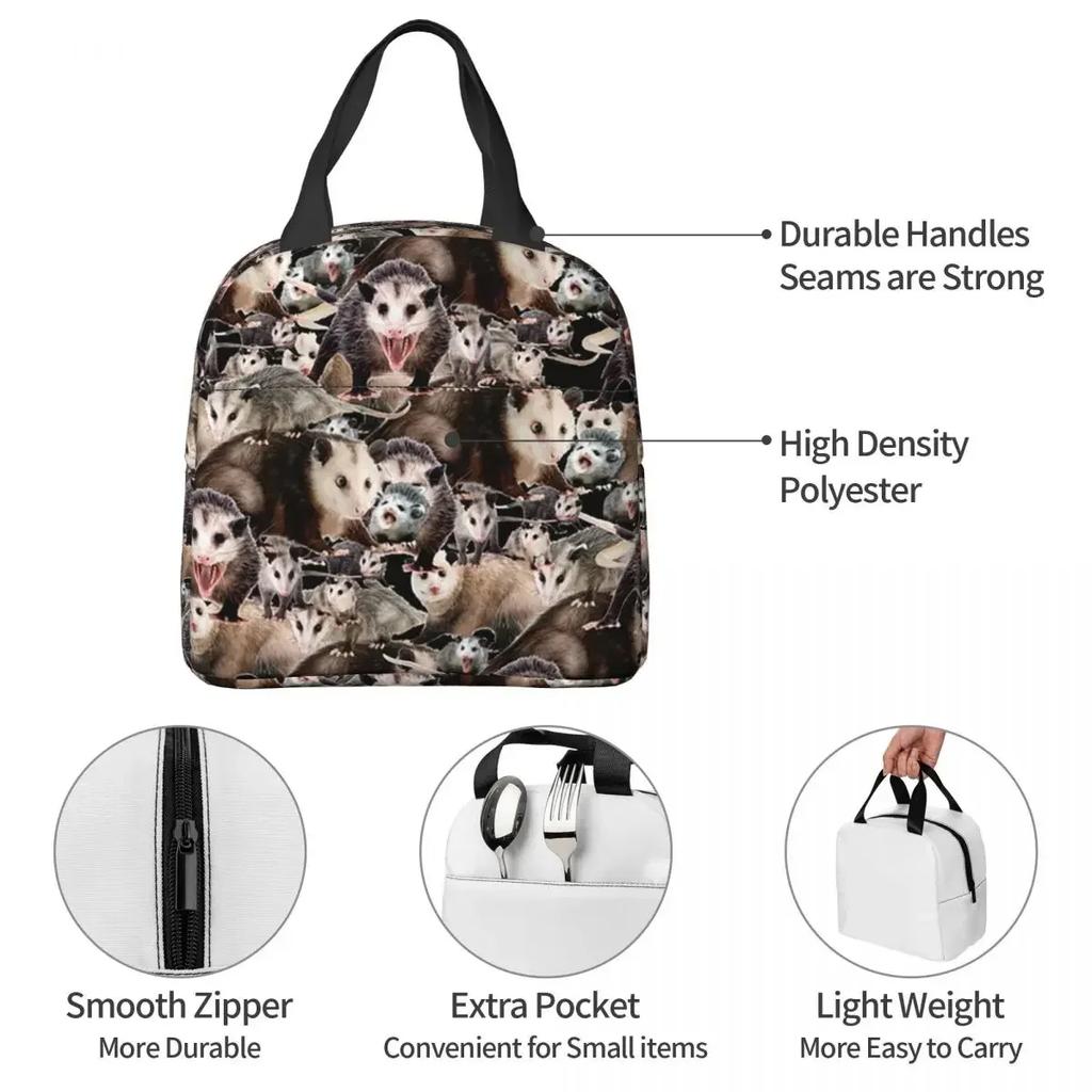 Opossums Opossum Screm Insulated Lunch Bag for Women Kids Portable Food Boxes Thermal Lunch Box Tote