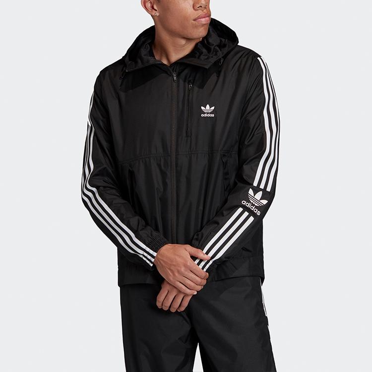 Adidas Оригиналы Трилистник Lock Up WB Полная молния Повседневная спортивная толстовка с капюшоном Мужские топы Черный FM3815