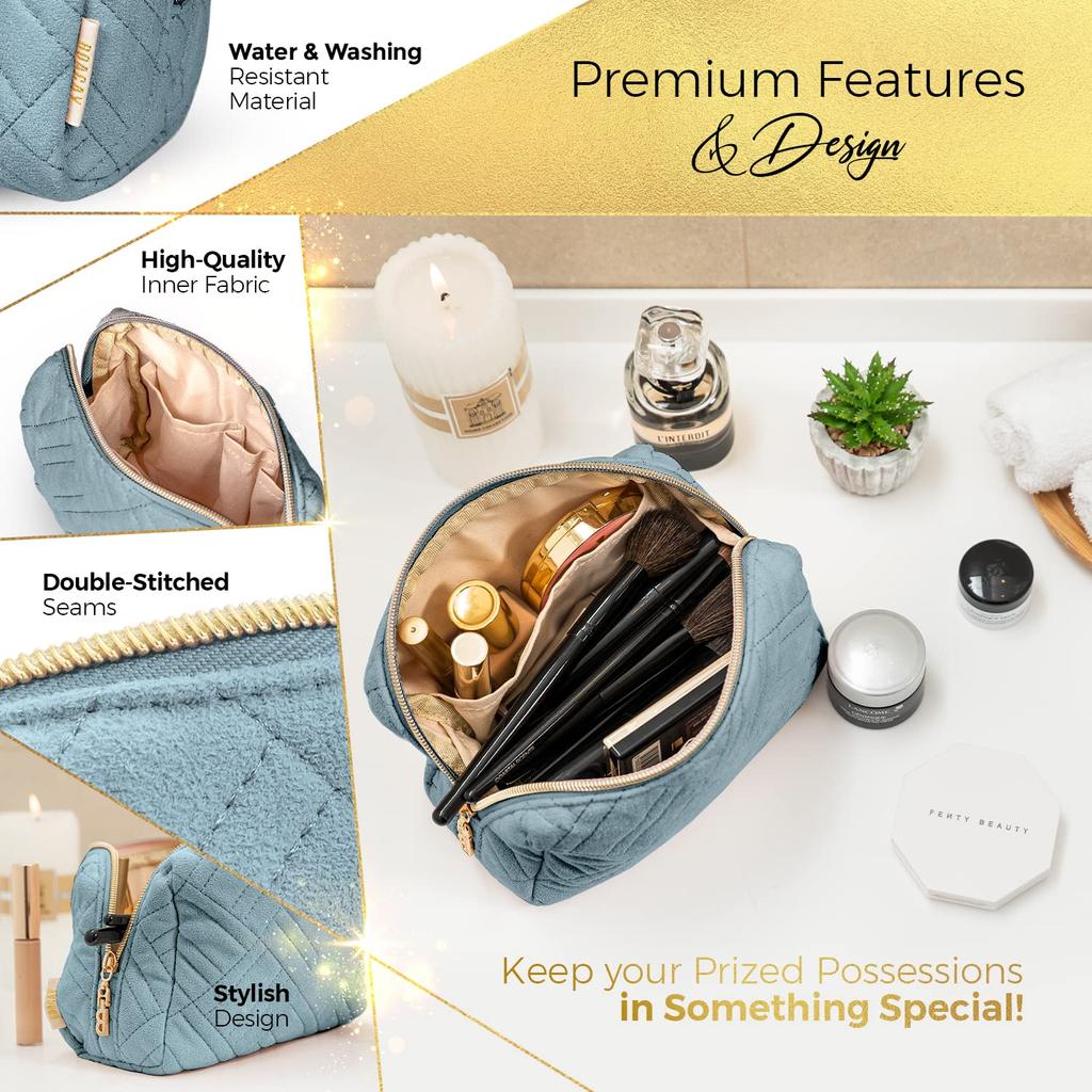 BOACAY Small Makeup Travel Cosmetic Pouch for Women and Zippered Toiletry Organizer for Cute Mini Case for Accessories and Brushes Bag, Kids, Purse,