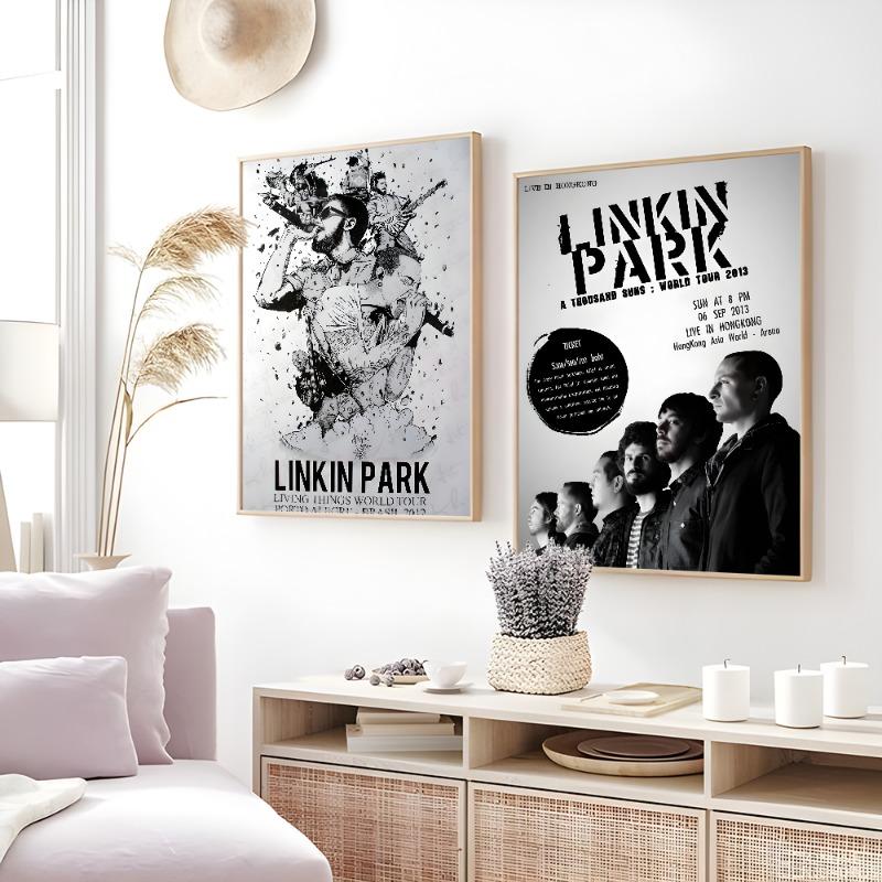 L-Linkin Park Рок-н-ролл группа Ретро постер Липкое настенное искусство Печать Водонепроницаемый Дом Гостиная Спальня Бар Эстетический декор