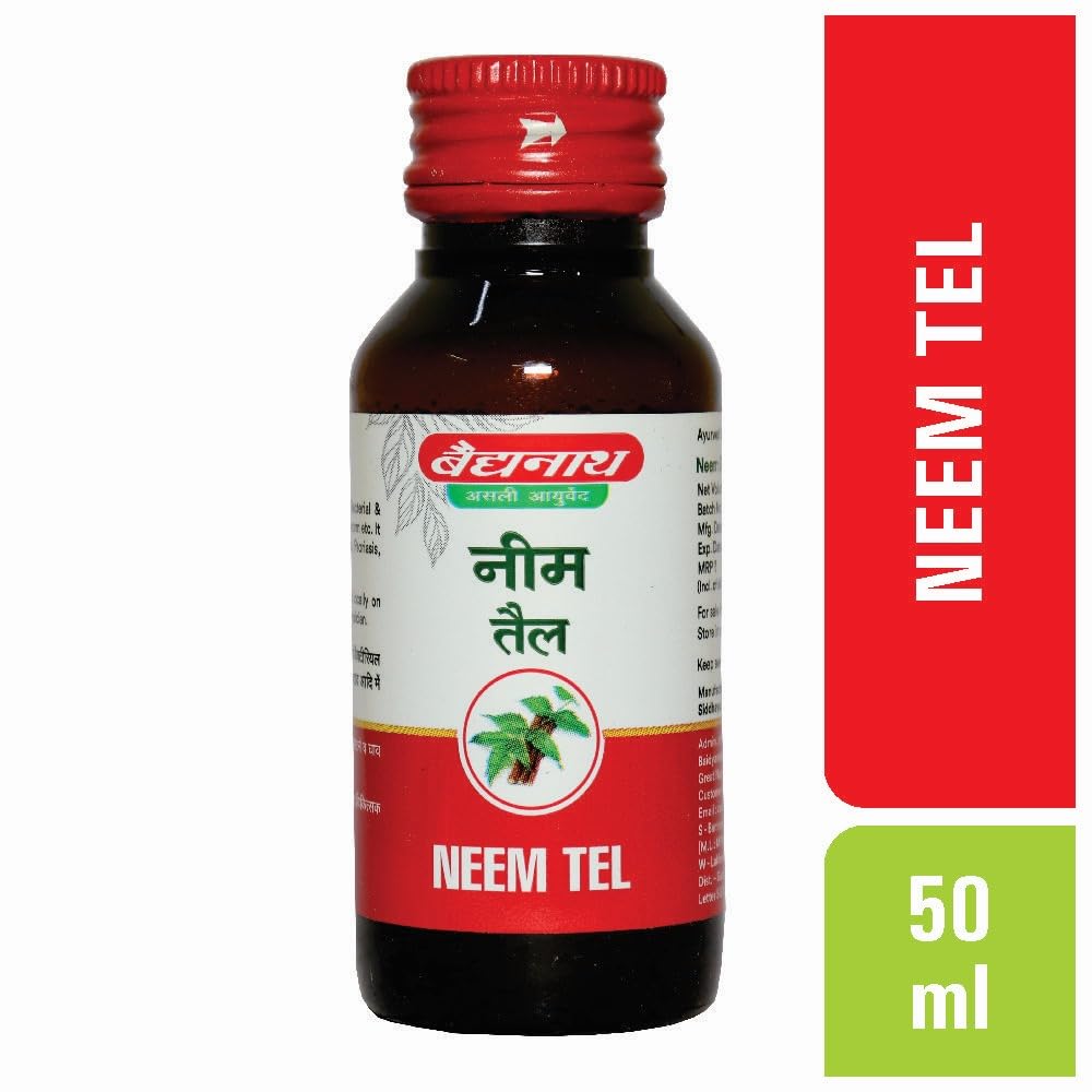 Baidyanath Neem Oil 50 Ml Ayurvedic Herbal Skin Hair Scalp Care Natural Daily Use Pure Neem Tel Bottle India