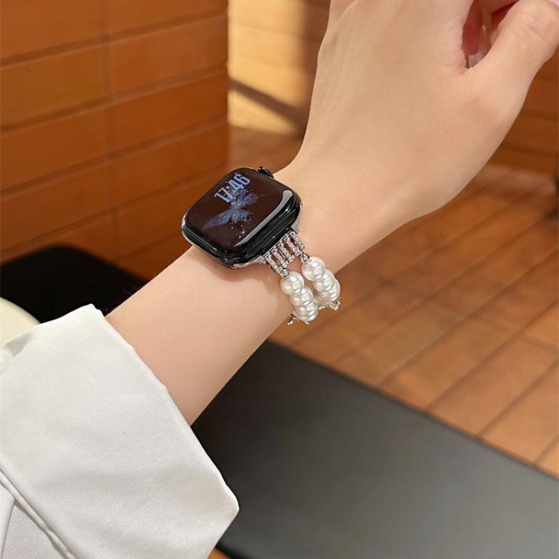 Эластичная жемчужная цепочка-бабочка для ремешков Apple 11, iWatch 10987E и Huawei GT6