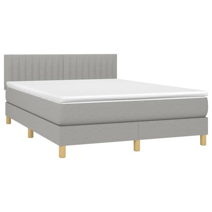 Maison Exclusive - Sommier à lattes de lit avec matelas Gris clair 140x190cm Tissu