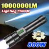 2024 Newest 800W High Power LED Flashlight Rechargeable USB Torch Waterproof 26650 Battery Flashlight 1500M Super Bright Hand Lamp Camping Lantern