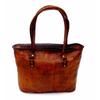17" Women Vintage Looking Genuine Brown Leather Tote Shoulder Bag Handmade Purse