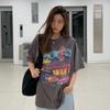 Korean Style Retro Print Loose Fit Short Sleeve T-Shirt for Women - Plus Size, Early Spring 2023