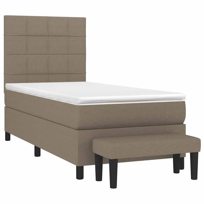 Maison Exclusive - Sommier à lattes de lit avec matelas Taupe 90x190 cm Tissu