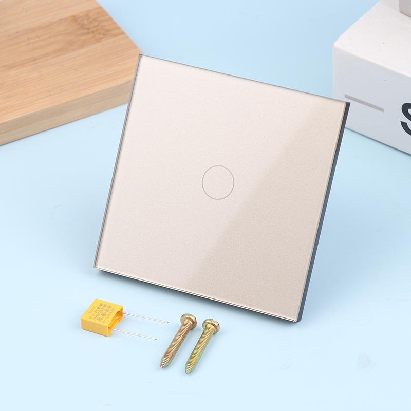 1/2/3-клавишный сенсорный выключатель 1-клавишный Разъемы USB Type-C Настенные розетки Выключатель света с розетками Стеклянная панель Золотой