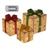 3 Pcs Christmas Lighted Gift Boxes with Bow LED Light Up Present Boxes for Indoor Outdoor Home Porch Xmas Tree Party Decor