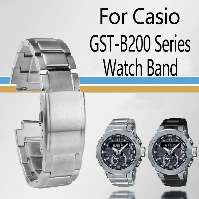 Быстросъемный ремешок для Casio G-SHOCK GST-B200 из нержавеющей стали, складная металлическая застежка, мужской браслет 24x16 мм, выпуклое крепление