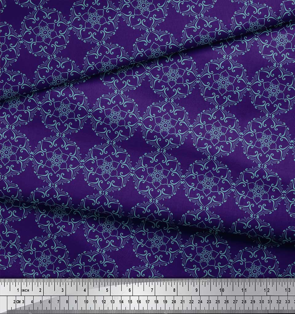 Soimoi Коричневая японская креп-атласная ткань с художественным цветочным дамасским принтом, ткань по метрам 42 дюйма