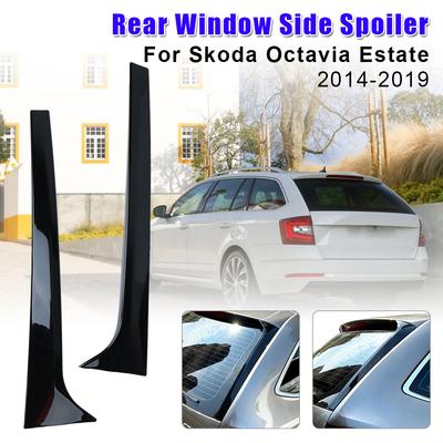 Пара для Skoda Octavia Estate 2014-2019 Глянцевый черный Боковой спойлер заднего стекла Крыло Канард Сплиттер Автозапчасти