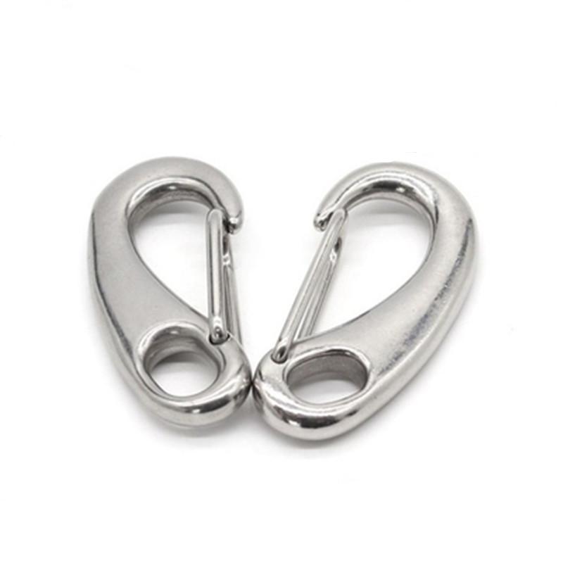 6pcs Egg Shape Spring Snap Hooks Marine 304 Stainless Steel Multifunctional Hiking Camping Belt Carabiner Quick Release Hook