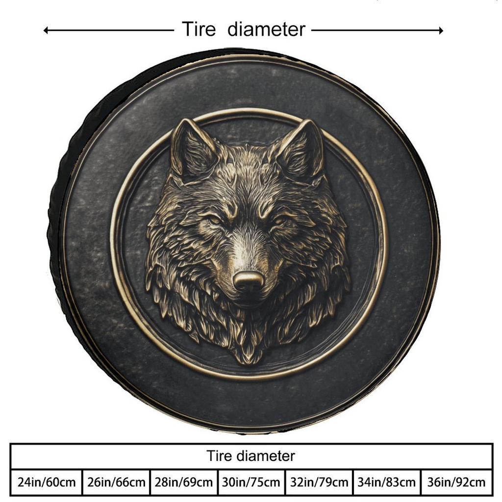 1pc Wolf Head Universal Fit Polyester Tire Cover, Waterproof And Durable, Fits Trailers, RVs, SUVs, Trucks - Outdoor Vehicle Whe