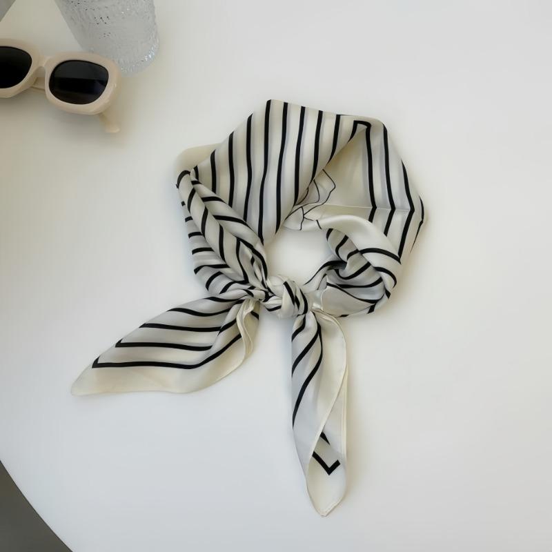 1pcs 710cm Line Rose Printed Silk Scarf for Women Imitation Silk Simple Fashion Versatile Headwear Clothing Square Scarf