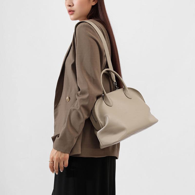 Bowling bag retro minimalist style niche high sense portable women's bag shoulder crossbody Boston bag