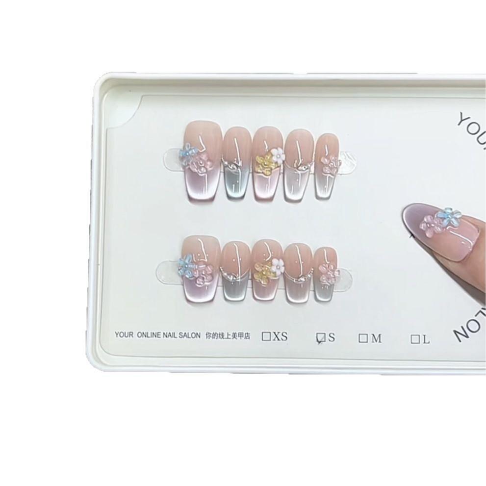 Ручная работа Фототерапия Броня Трехмерная Ручная роспись Кристалл Кошачий глаз Готовый Маникюр Патч