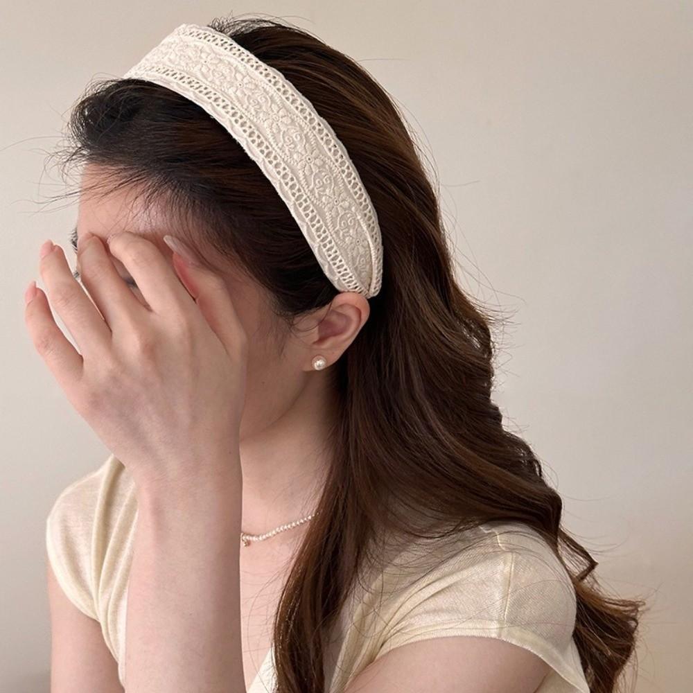 Beige Headband Wide Edge Pearl Hair Band Elegant Hair Hoop Hair Women Accessories
