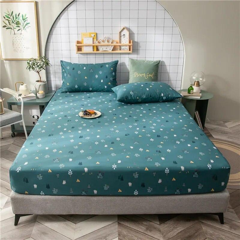 Однослойная простыня из 100% хлопка с принтом, мягкая и удобная простыня и наматрасник, фиксируемый резинкой.