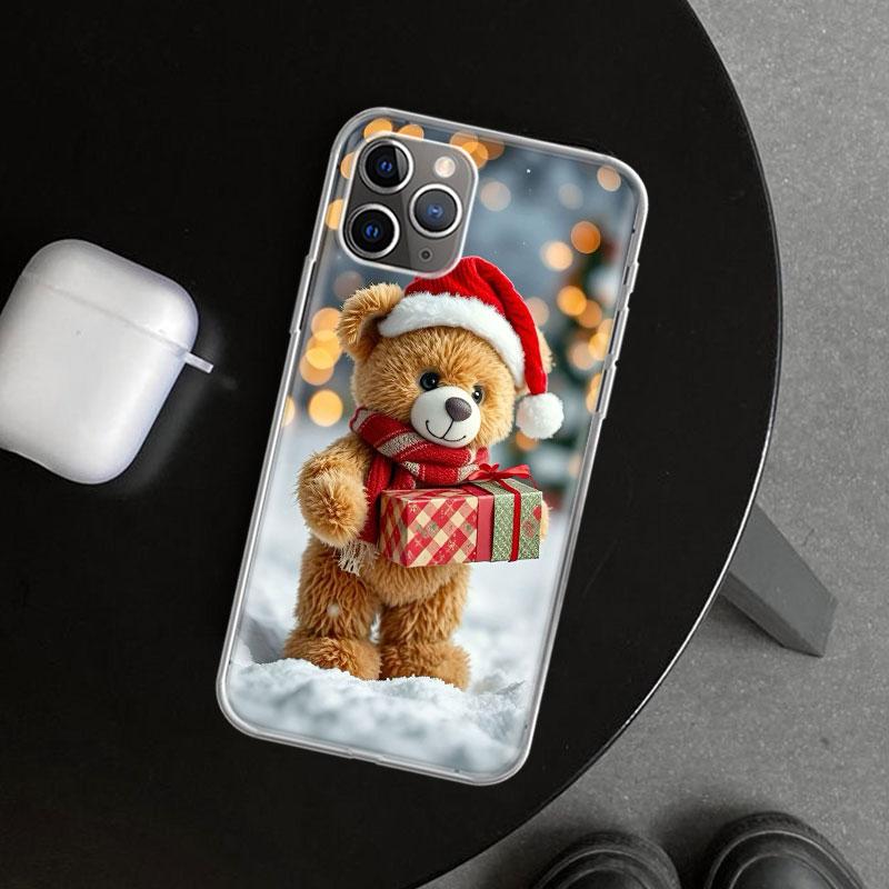 Animal Brown Cute Bear Phone Case Cover for iPhone 11 12 13 Mini 14 15 Plus 16 Pro Max 17 Air 7 8 + SE Art Customized Fundas 11