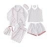 Women's 7-Piece Satin Pajama Set Sexy Cami Top Button Down Long Sleeve Top And Shorts Pants Sleepwear Pjs Set