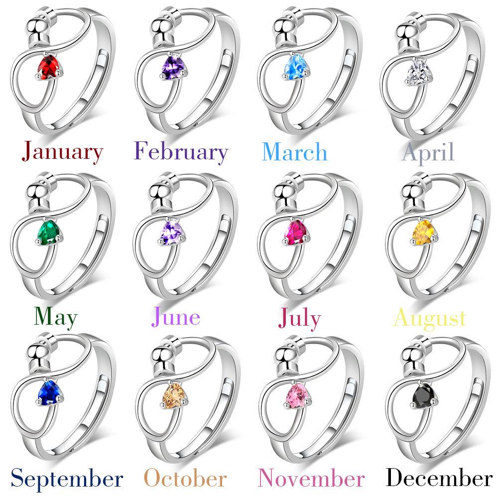 Minimalist Rotating Birthstone Zircon Ring For Women Stress Relief Anti Anxiety Personality Jewelry Gift