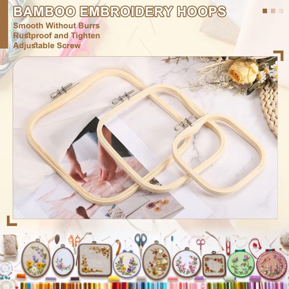 Bamboo Wood Square Embroidery Hoop Set Square Shape Embroidery Frame  Embroidery Craft