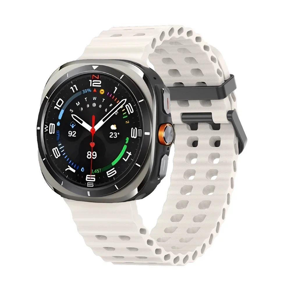 Спортивный ремешок для Samsung Galaxy Watch Ultra 47 мм силиконовый Браслет БЕЗ ЗАЗОРОВ Аксессуары для часов Ocean Watch7 47 мм Ремешок