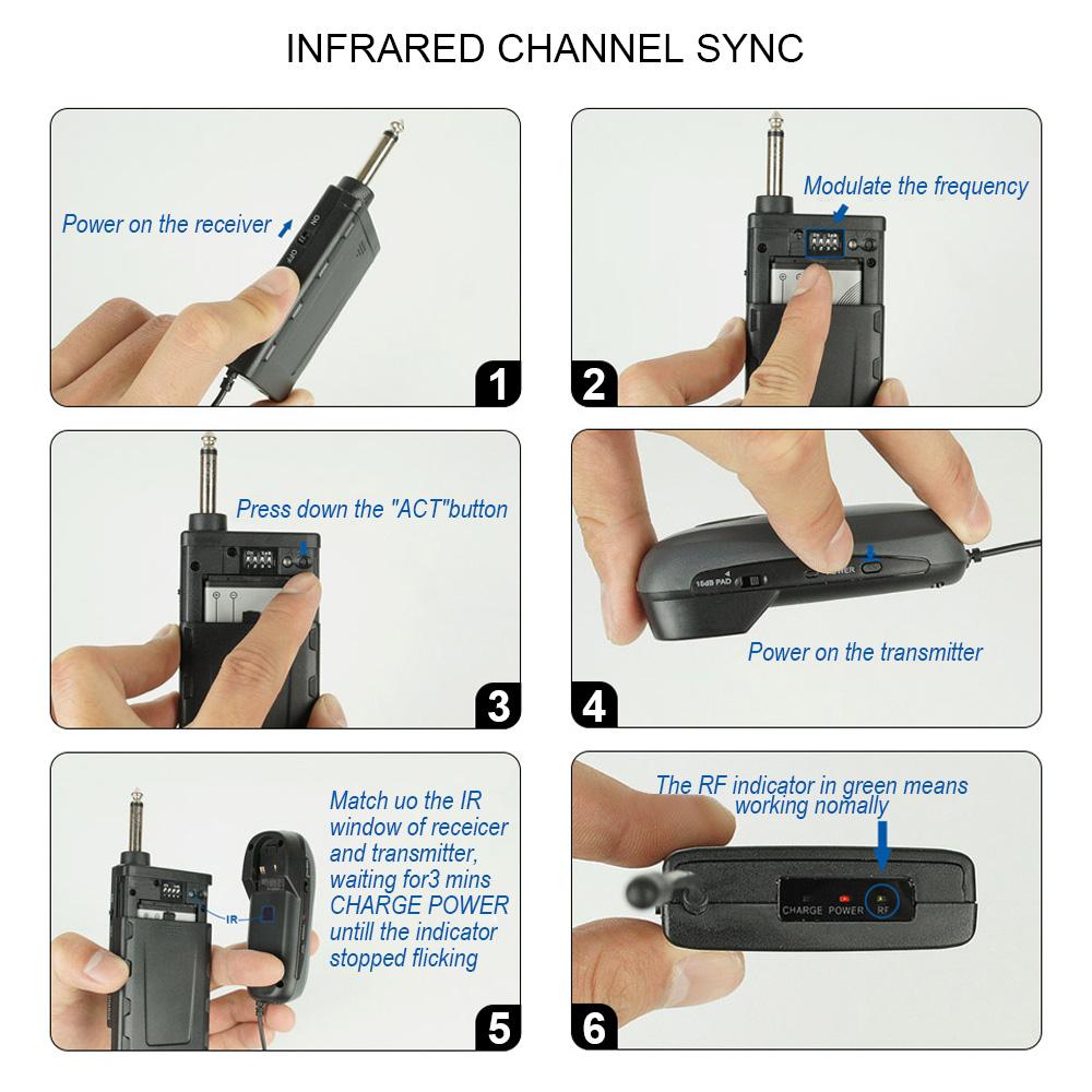 Baomic BM-12/V2 Professional UHF Wireless Instrument Microphone System Receiver & Transmitter 16 Channels for Sax Saxophone Fren