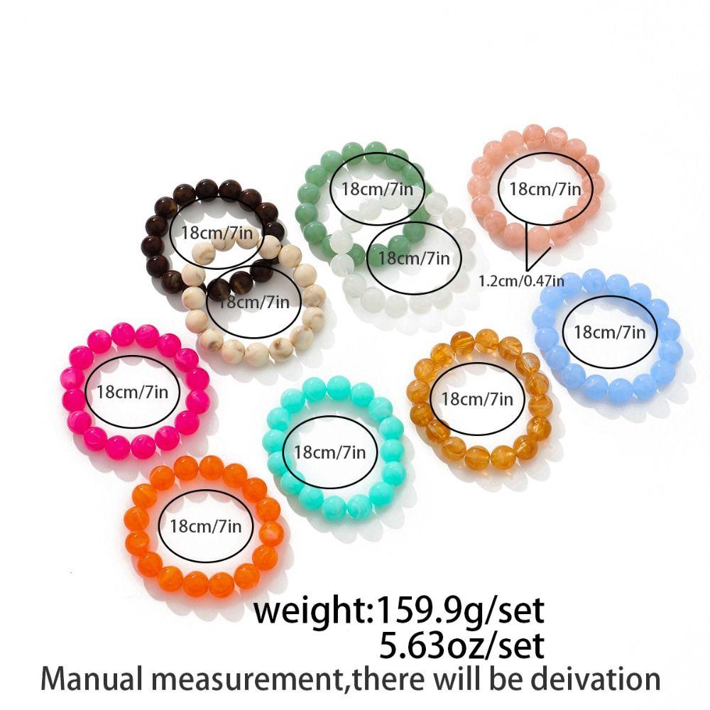 4Pcs Multicolor Round Bangles Marbling Cuff Bracelet Set Vintage Beads Bracelet Set Jewelry