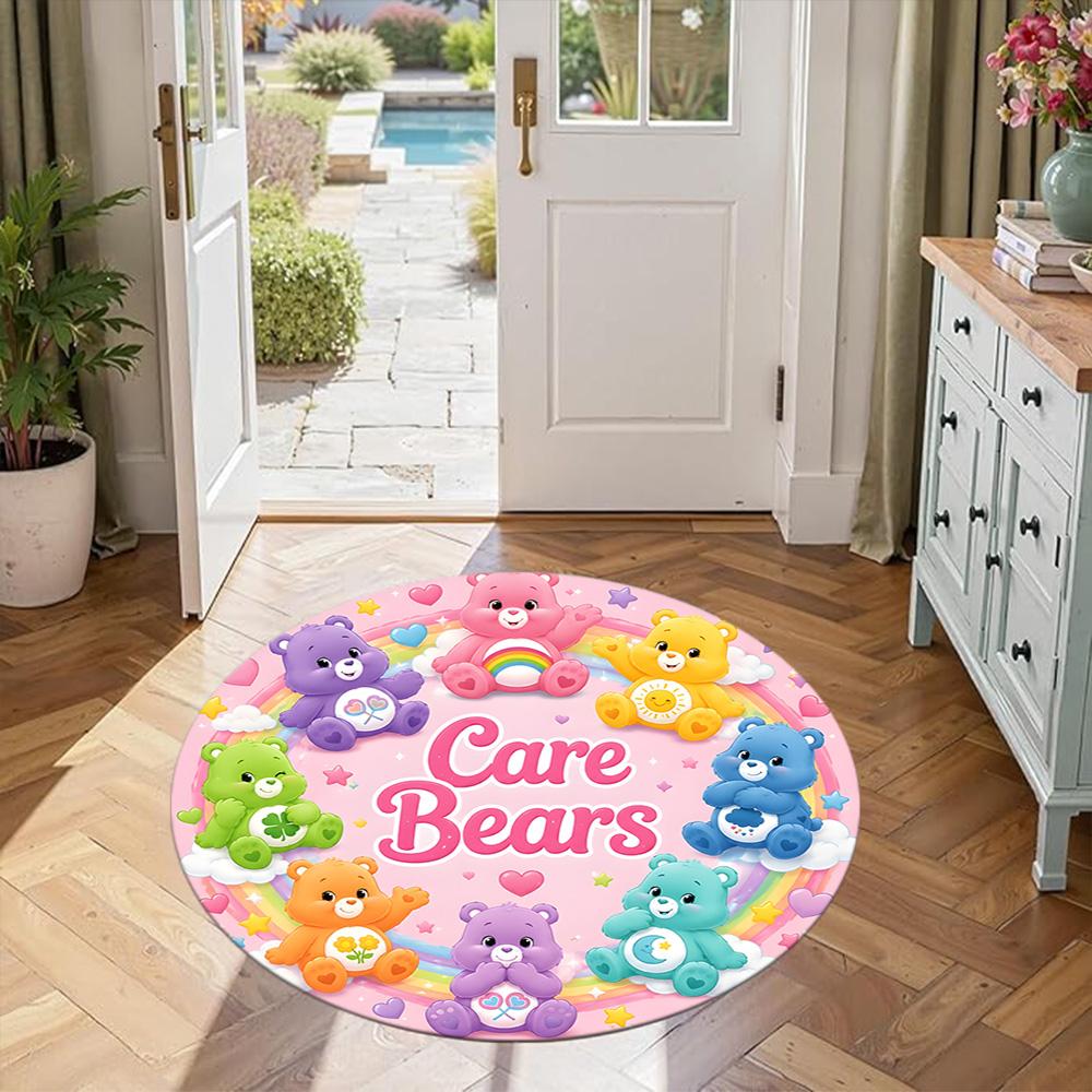 Care Bears Round Carpet Design for Living Rooms Game Room Decorate room Study room Anti-slip Round Rug Office home decor Perfect Gift for Women Men