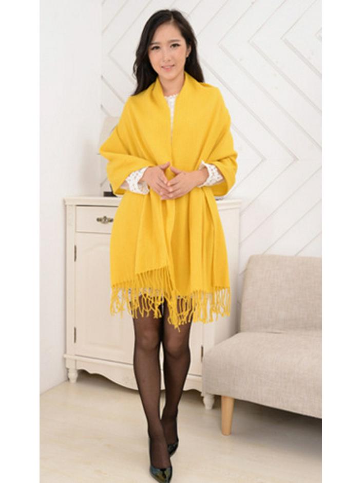 Women's Korean Style Knitted Plaid Tassel Shawl: Thick, Double-Sided & Versatile Winter Scarf