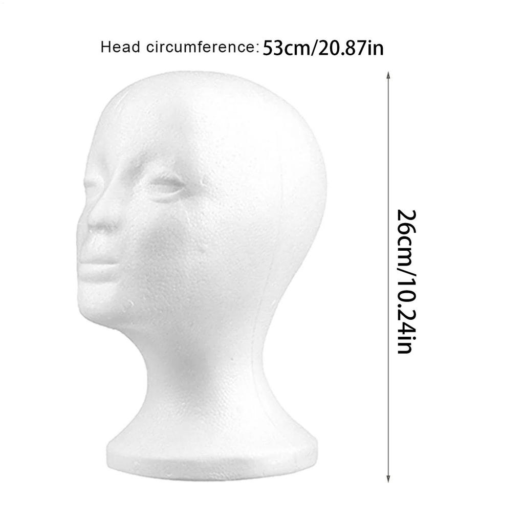Female Styrofoam Mannequin Manikin Head Model Lightweight Foam Hat Wig Hair Glasses Display Stand Rack For Wigs Styling Props