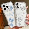 Bowknot Print Diamond Frame Phone Case For iPhone 16 Pro 16E 15 Pro Max 14 13 12 11 Clear Anti-Fall Soft Silicone Shockproof Bumper Cover