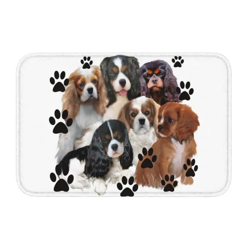 Cavalier King Charles Spaniel Pet Portraits Art Doormat Non-Slip Kitchen Bath Mat Bedroom Balcony Door Floor Entrance Carpet Rug