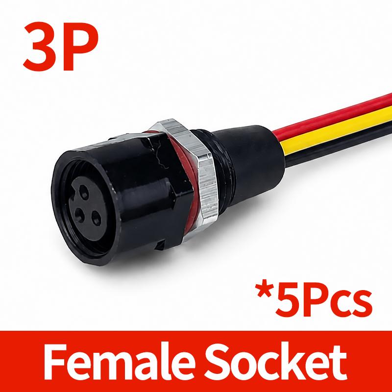 M12 IP65 Waterproof Metal Panel Mount Connector 2 3 4 5 6 8 Pin Female Socket Male Plug Pigtail Cable 5PCS 5 Matched Set Choices