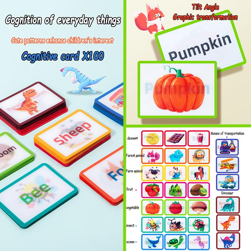 3D Words Flash Cards Montessori Toys Visual Change Sight Words Cognitive Games Kindergarten Learning English Words Toddlers Toys