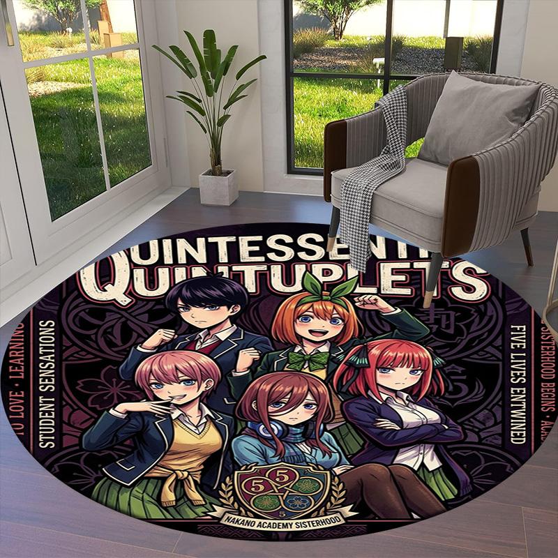 The Quintessential Quintuplets Round Area Rug Carpet Rug For Living Room Bedroom Sofa Playroom Decor Nonslip Floor Mat