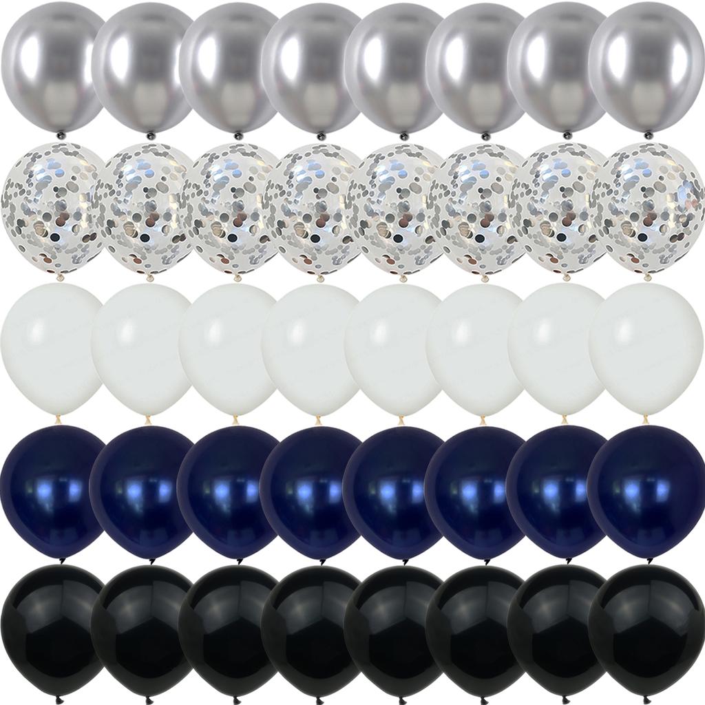 40 шт. Серебряные жемчужные металлические латексные шарики-конфетти для вечеринки на день рождения, свадьбу, детский душ, украшения на Новый год