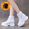 Fashion New Winter Ankle Boots for Women Motorcycle Boots Chunky Heels Casual Round Toe Leather Sneakers High Platform Boots Shoe Female