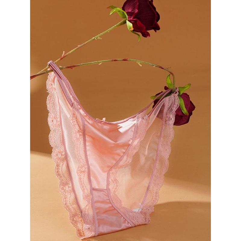 Sexy Lace Thong Panties Women Transparent Mesh Thin Strap Underwear Seamless T-back See Through Bikini Underpants