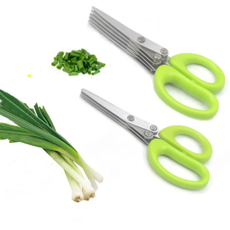 3 / 5 Layer Multi Stainless Steel Scallion Scissors Vegetable Salad Chopping Tool Utility Kitchen Cutter Shears Accessories5
