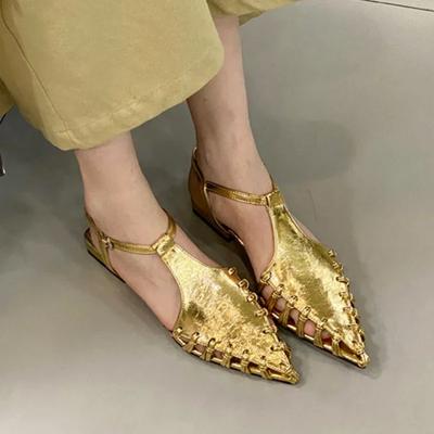 Модные балетки с острым носком, женские летние повседневные туфли 2025, модные новые шлепанцы, дизайнерские пляжные удобные трендовые женские туфли