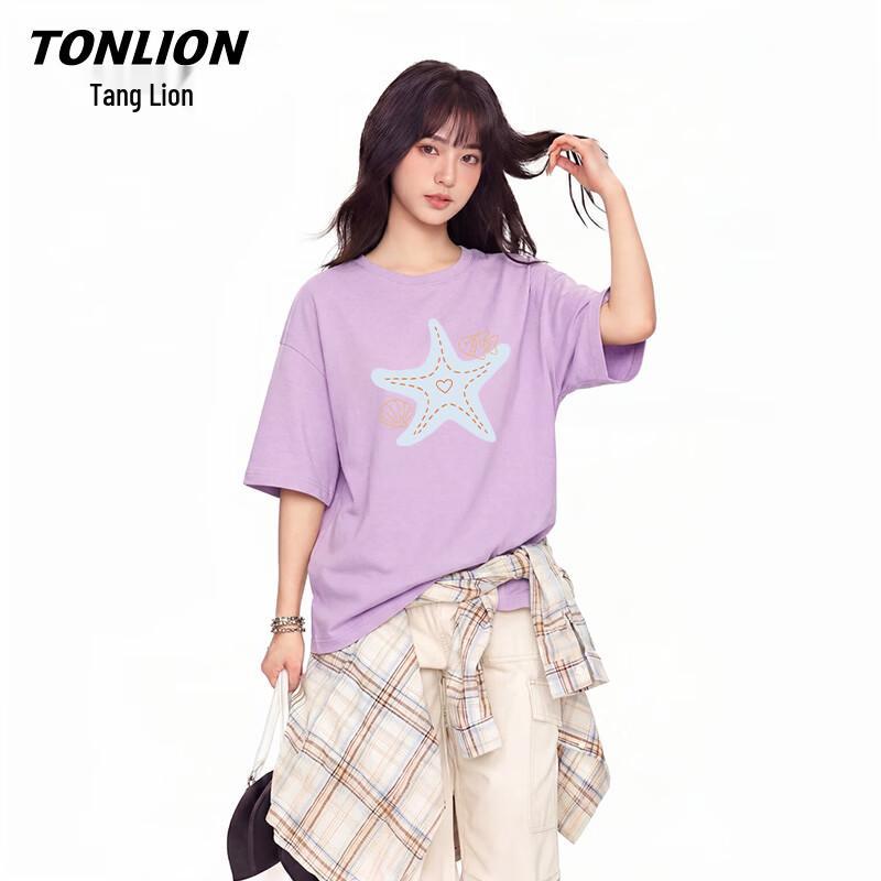 Женская футболка TonLion 200 г плотного хлопка свободного кроя