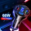 66W Fast Charging 4 Ports USB Car Charger Quick Charge 3.0 Car Mobile Phone Charger Adapter For Xiaomi Samsung Iphone Huawei