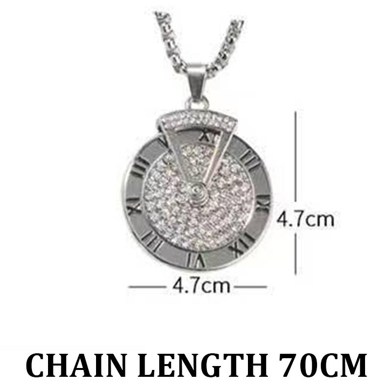 Женское ожерелье, вращающийся диск, треугольное ожерелье с часами, мужская подвеска, цепочка для свитера в стиле хип-хоп