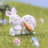Mini Miniature Rabbit Figurine Cartoon Miniature Resin Hare Handicraft Carrot Bunny Statue