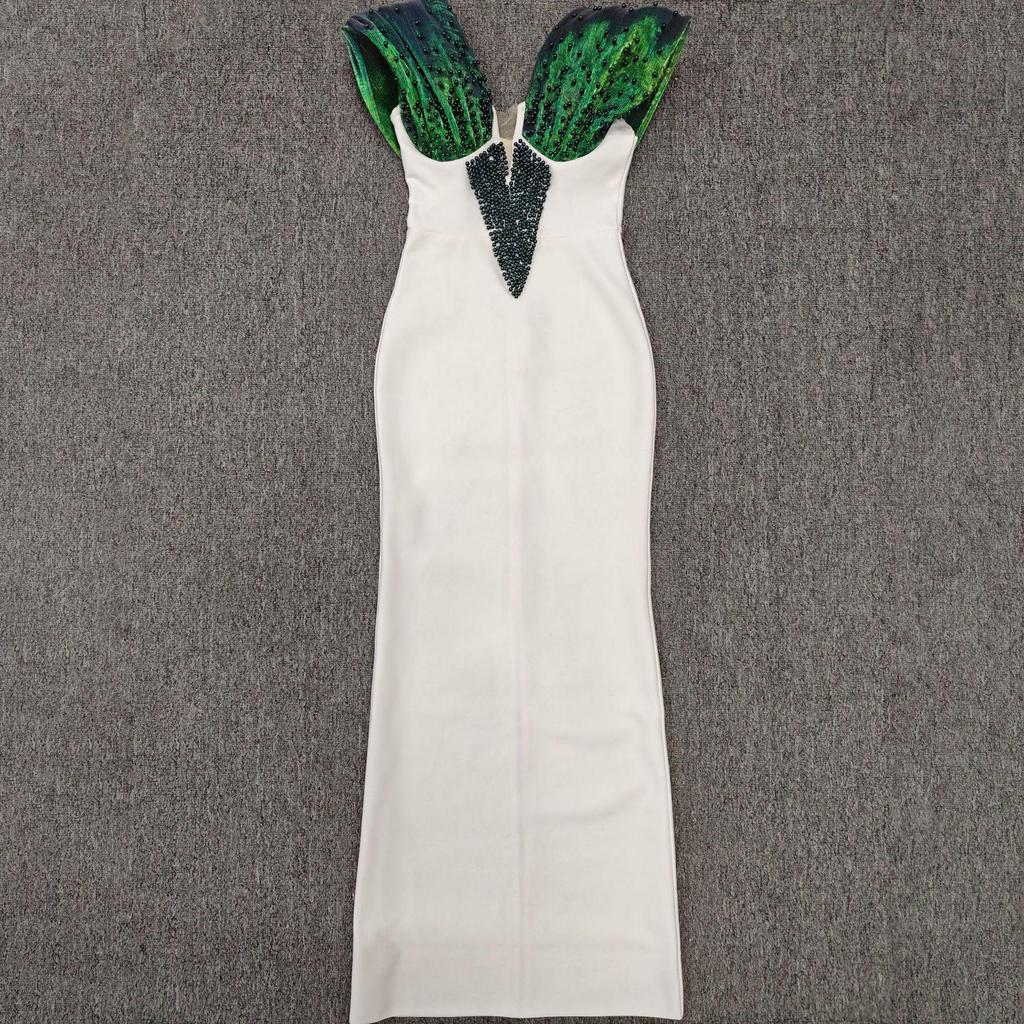 2025 Элегантное французское вечернее платье с бисером и жемчугом на бретелях-бинтах