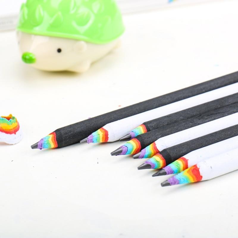 2шт радужный карандаш HB карандаш черно-белый костюм творческая личность студент карандаш радужный карандаш