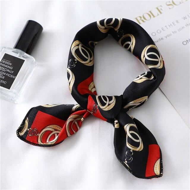 2021 Small Size Women Scarf Fashion Print Silk Scarves Square Neck Office Satin Handkerchief Bandana Foulard